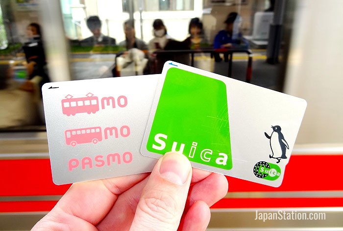Pasmo and Suica are rechargeable prepaid rail cards widely used in the Tokyo area