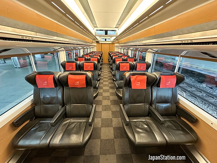 Narita Express trains have ordinary-class carriages and first-class cars, also known as Green cars