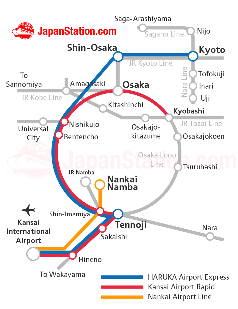 Transportation from Kansai International Airport to Kyoto Map