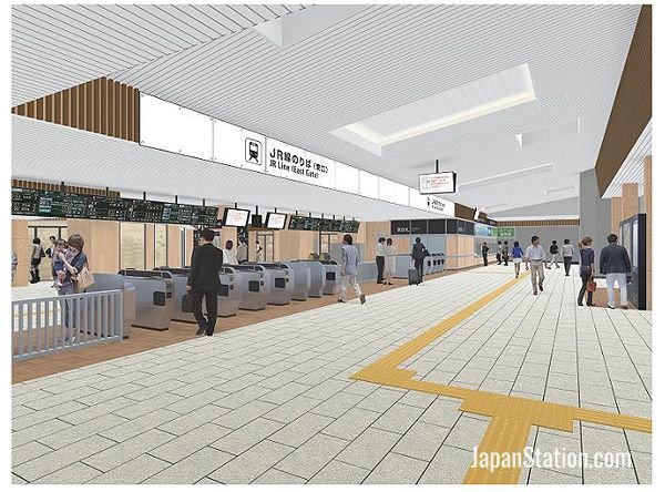 A design illustration of the renovated ticket gate area