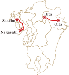 A map of the Aru Ressha’s two courses
