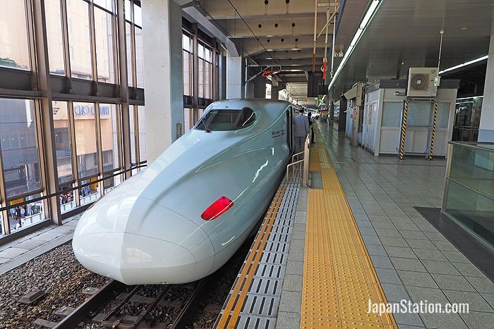 The Kyushu Shinkansen train at Hakata Station in Fukuoka