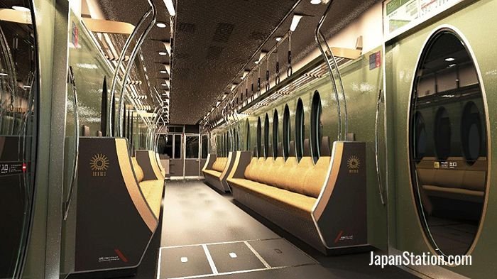 Eizan Electric Railway’s new Hiei train interior