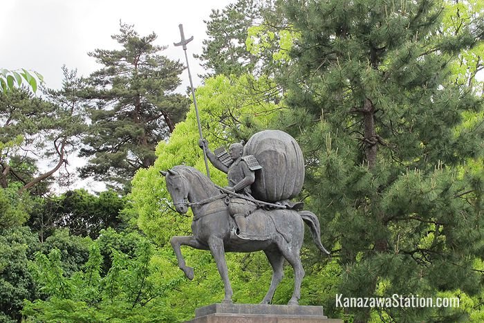 A statue depicts Lord Toshiie Maeda the first lord of the Maeda family who ruled Kanazawa from 1583 to 1868