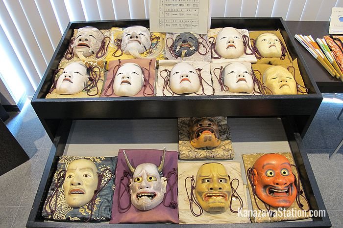 A display of Noh masks
