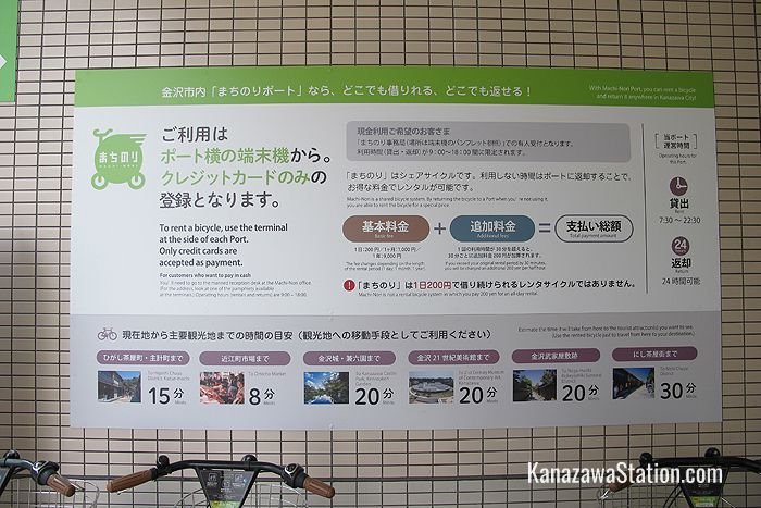 Instructions for using the service at the Kanazawa Station cycle port
