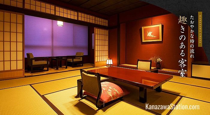 Exquisitely decorated Japanese style room at Kanazawa Chaya