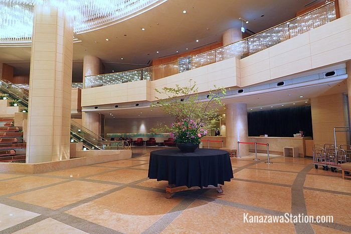 The hotel lobby and reception desk