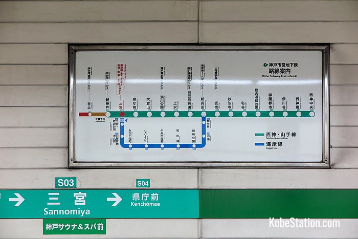 A subway route map on Platform 2