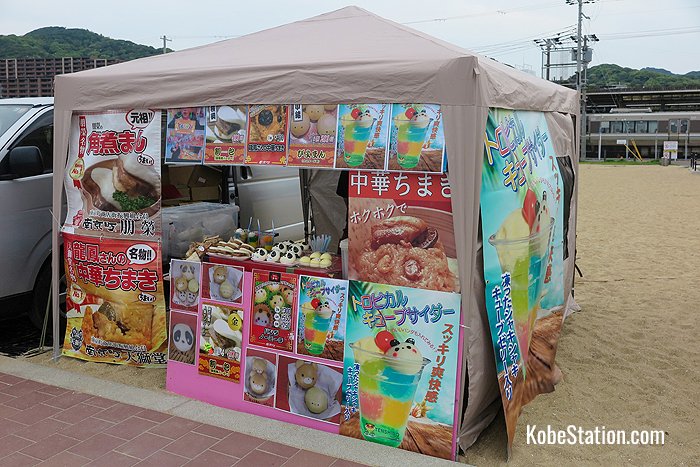 A stall selling popular street food from Kobe Chinatown