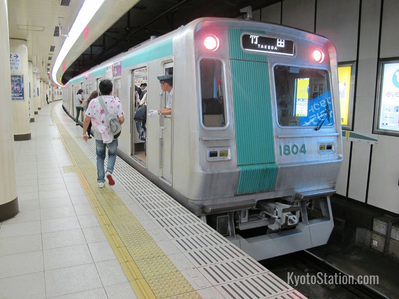 A train bound for Takeda on Karasuma Subway Line