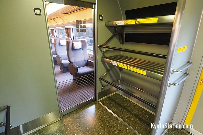 Luggage space is available in every car on the Haruka Express train
