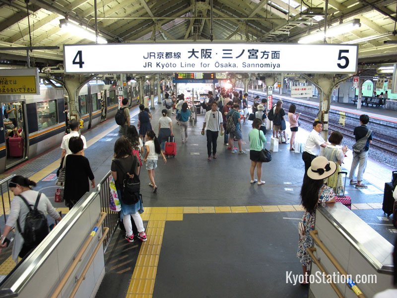 JR Kyoto Line trains depart from platforms 4 and 5
