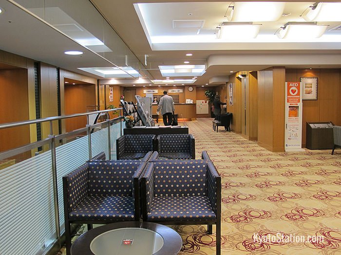 The hotel lobby and front desk