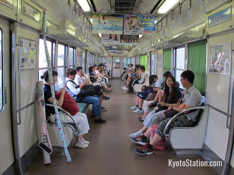 On board a local train on the Keihan Main Line