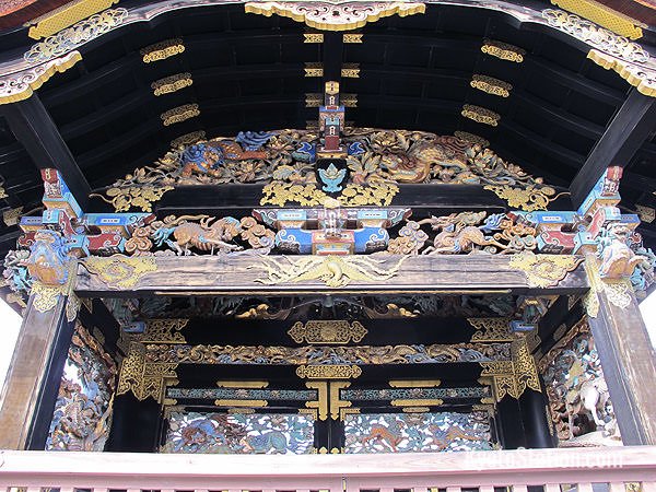 A close-up view of the Karamon gate’s elaborate decorations