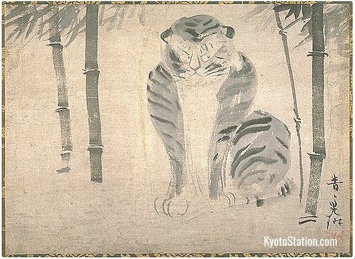The original painting of a tiger by Ogata Korin