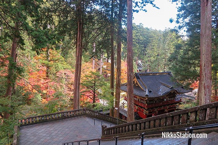 A view from above of Taiyuin Temple’s Nitenmon Gate