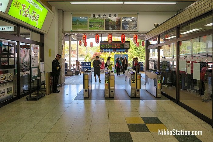The ticket gates at the Tobu Nikko Station