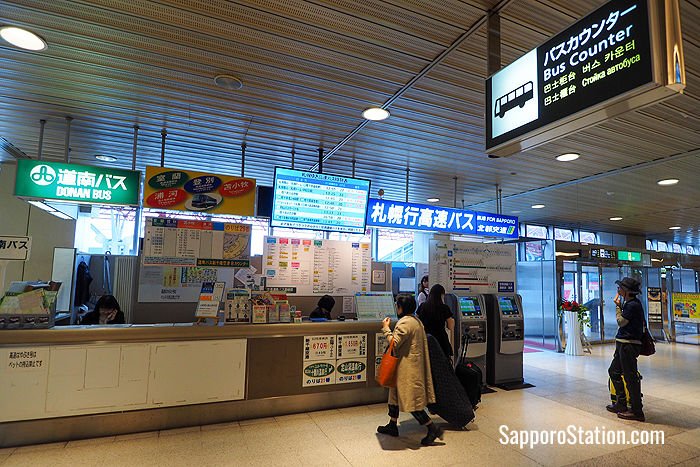 Bus ticket counters at New Chitose Airport