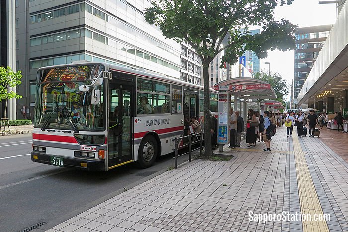 Several bus stops can be found outside Tokyu department store on the south side of Sapporo Station