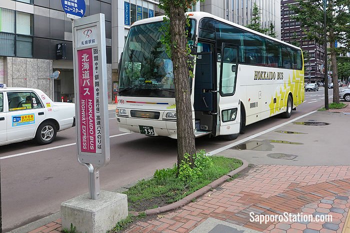 A New Star Express Bus for Hakodate at the Hokkaido Bus Highway Express Stop