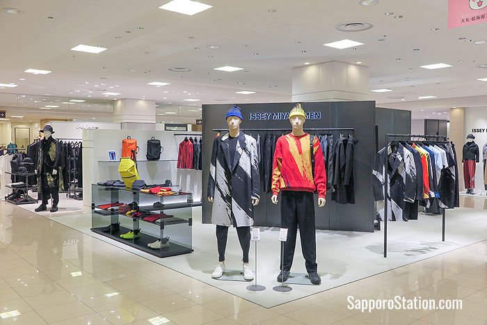Issey Miyake on the 5th floor sells colorful high-fashion clothing for ladies and men