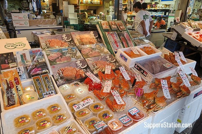 A typical seafood display at Sapporo's Nijo Market