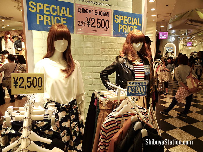 Mitsumaru Ingi in Shibuya 109 sells low-priced casual wear for girls and young women