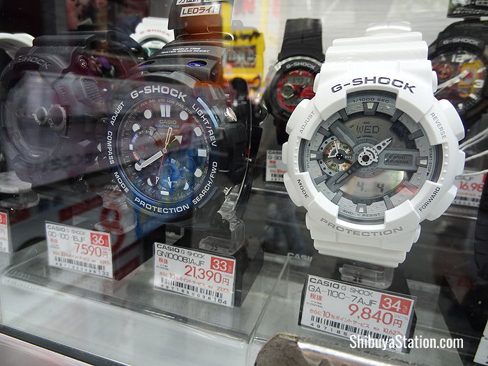 Some of the latest Casio G Shock watches at Bic Camera's Hachiko store