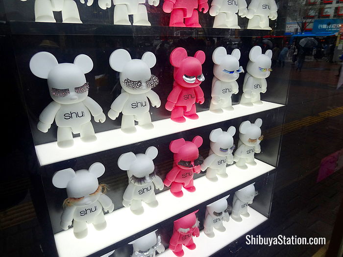 Shu Uemura figurines at Tokyu Department Store's Toyoko branch at Shibuya Station