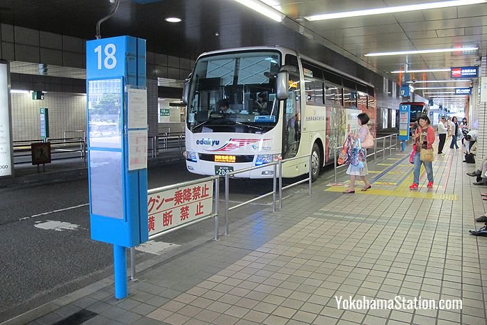 A bus for Gotemba at bus stop 18