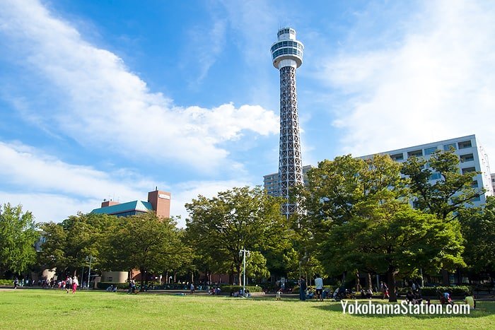 Yokohama Marine Tower overlooks Yamashita Park