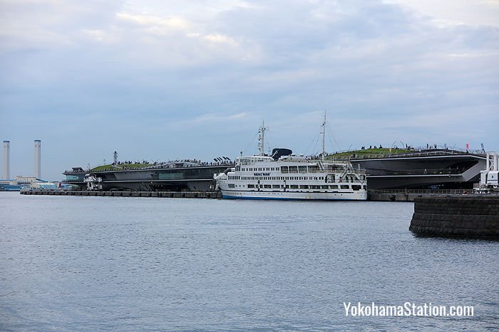 A ship docked at the Osanbashi pier