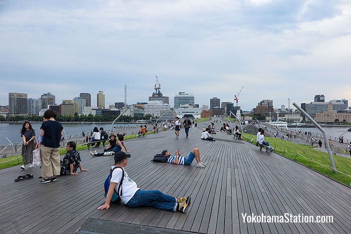 Rooftop relaxation at the Osanbashi Pier