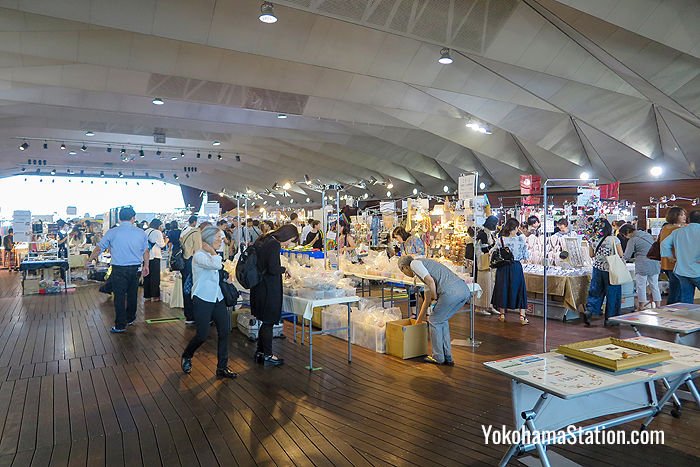 A temporary market in Osanbashi Hall