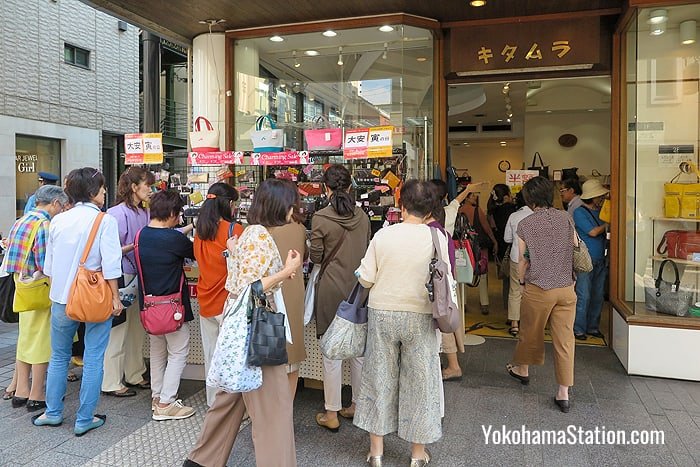 Shoppers looking for discounts during the Motomachi Charming Sale